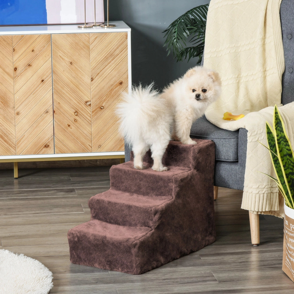 Scala per Cani e Gatti 4 Gradini Antiscivolo ¨C Minimal ¨C Marrone 60x35x44