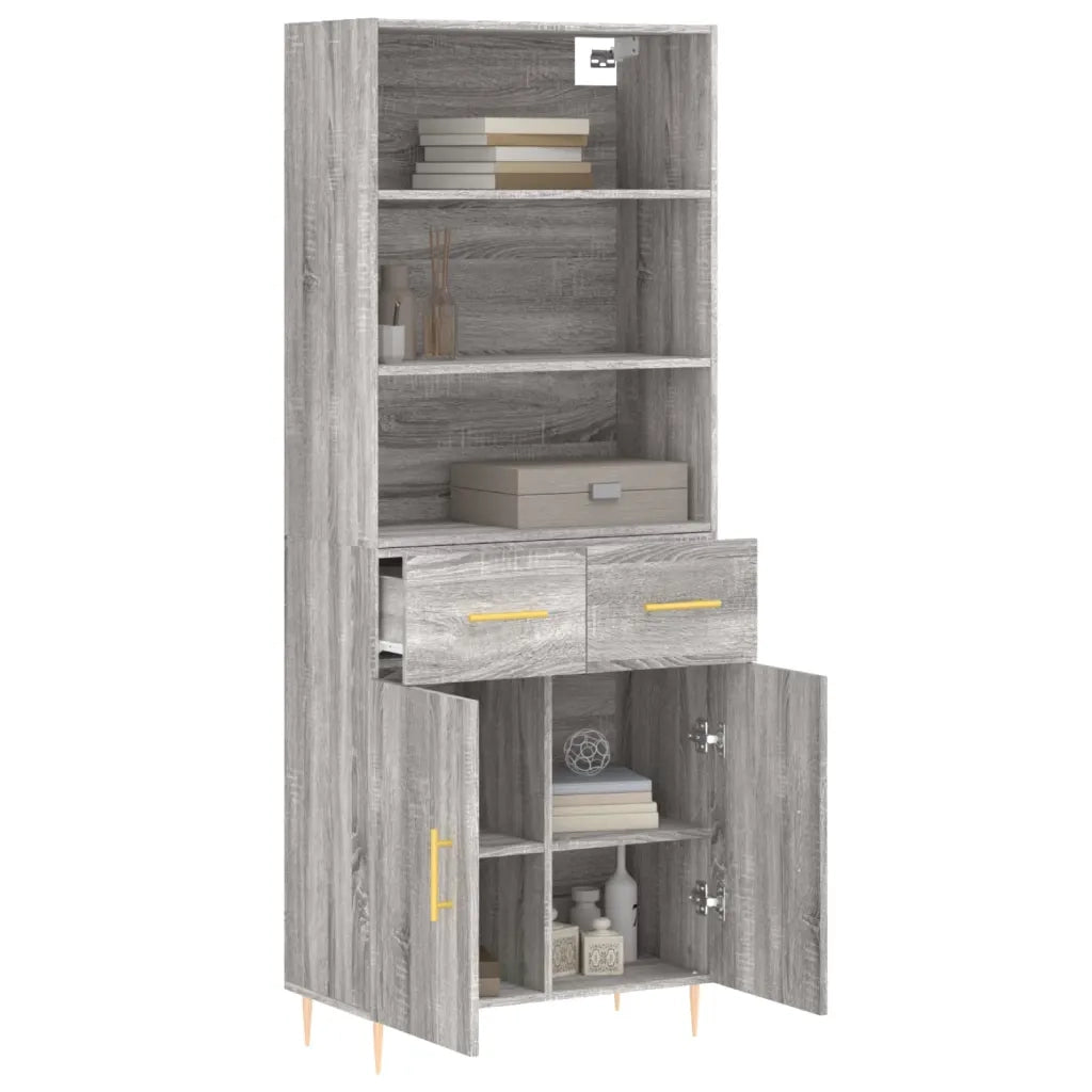 Credenza | Madia | Buffet da pranzo | Armadio da pranzo Grigio Sonoma 69,5x34x180 cm in Legno Multistrato