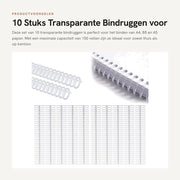Bindruggen in plastica - 30 anelli - 19 mm diametro - 150 kg capacità - Autocucito - Adatto per carta A4/B5/A5 - Cassetto di inibizione