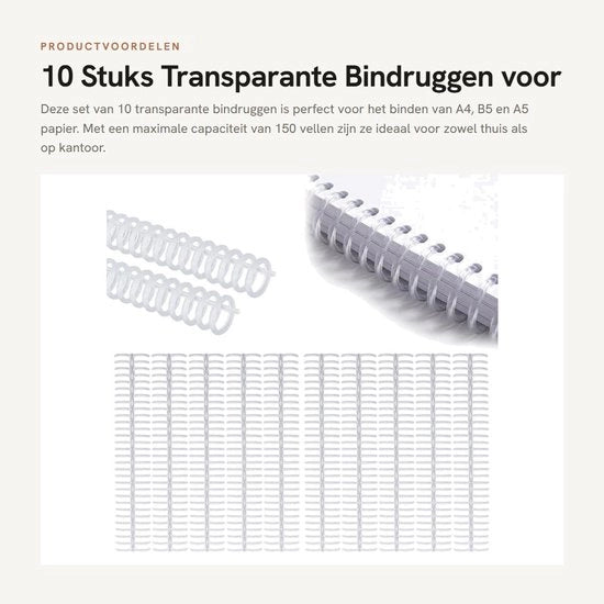 Bindruggen in plastica - 30 anelli - 19 mm diametro - 150 kg capacità - Autocucito - Adatto per carta A4/B5/A5 - Cassetto di inibizione