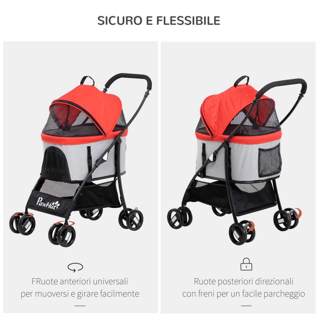 Trasportino per Cani Pieghevole con Tettuccio ¨C zephmum ¨C 82x49.5x98cm, Rosso