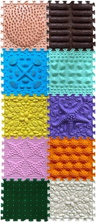 Matte per massaggi - Puzzolo di massaggio per pavimenti - Giocattolo ortopedico per bambini, gioco tattile, piastrelle intercambiabili per pavimenti, mattonelle per bambini, set di giocattoli (meravigliosa mattina)