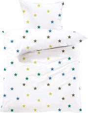 Set di lenzuola per bambini - 100 x 135 cm + 40 x 60 cm. Design: stelle - colore: marrone 100% cotone. Alta qualità con chiusura a zip. Certificato GOTS/Bio.