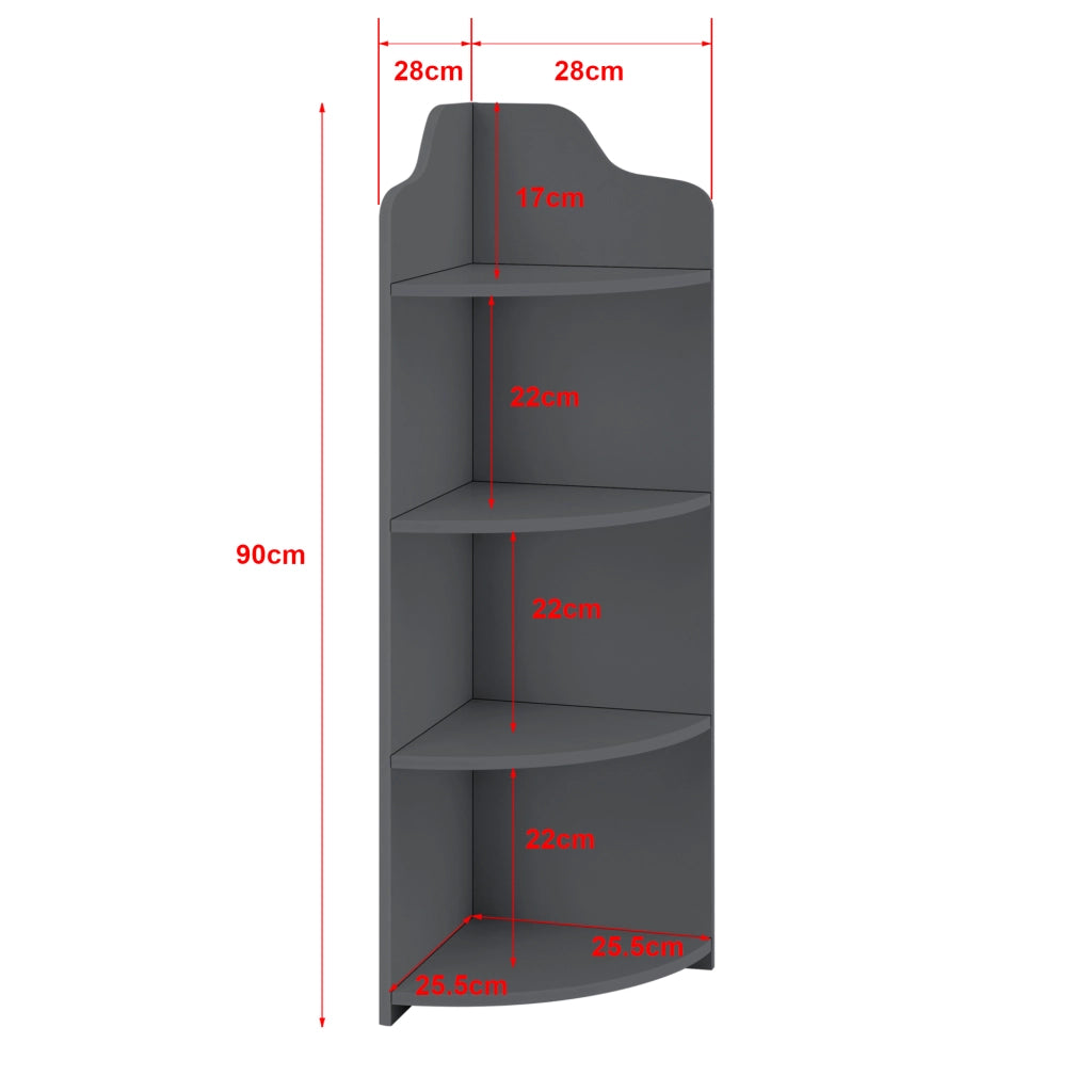 Scaffale Angolare Bjurholm a 4 Ripiani Aperti 90 x 28 x 28 cm - Grigio Scuro [en.casa]