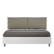 Letto matrimoniale senza rete 160x200 bianco frassino cuscini similpelle cappuccino Egos Antea