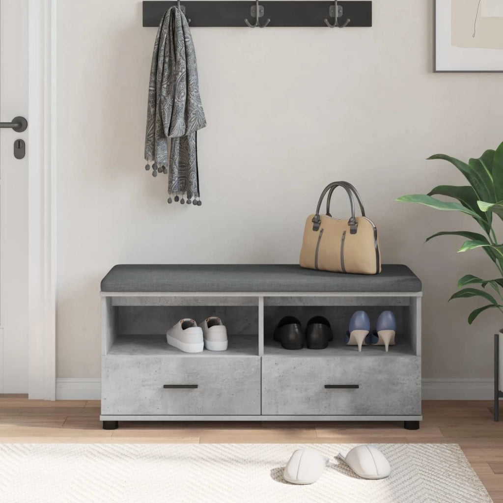 Panca per ingresso con cuscino Grigio Cemento 100 x 38 x 46 cm