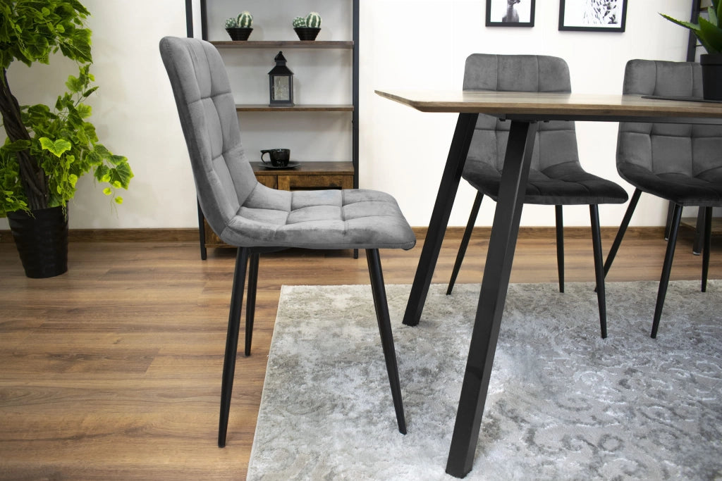 Sedia Valora PYRA in velluto grigio scuro, design moderno x2