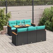 Set Divani da Giardino con Cuscini 7pz Nero Polyrattan 3327445