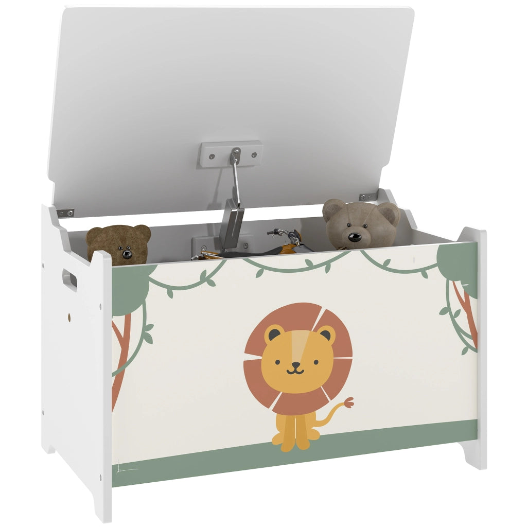 Baule Portagiochi con Coperchio per Bambini per Giocattoli e Vestiti, 60x37x39 cm, Verde