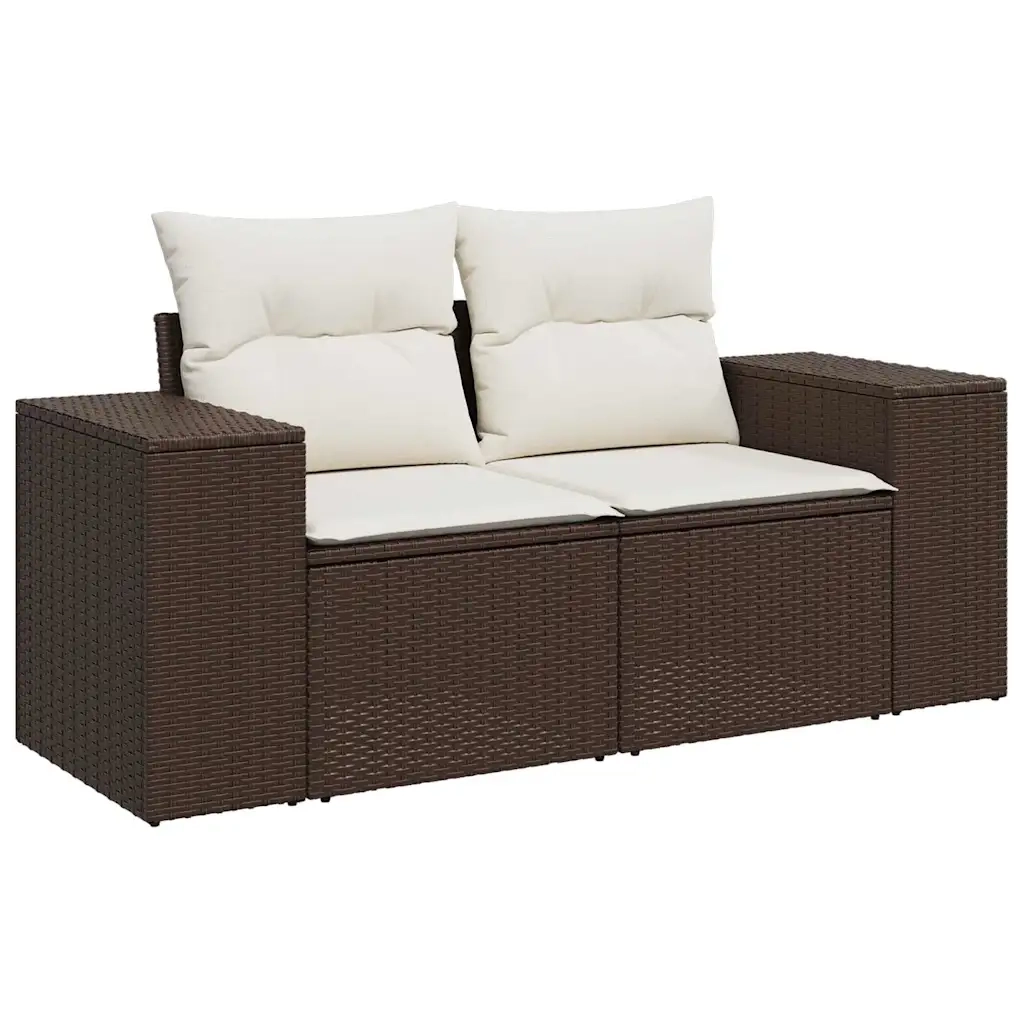 Set Divani da Giardino 8 pz con Cuscini Marrone in Polyrattan 3326764