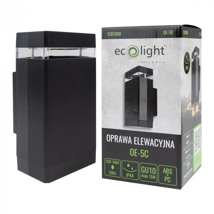 Applique esterno moderno nero 1 luce GU10 IP44 Ecolight