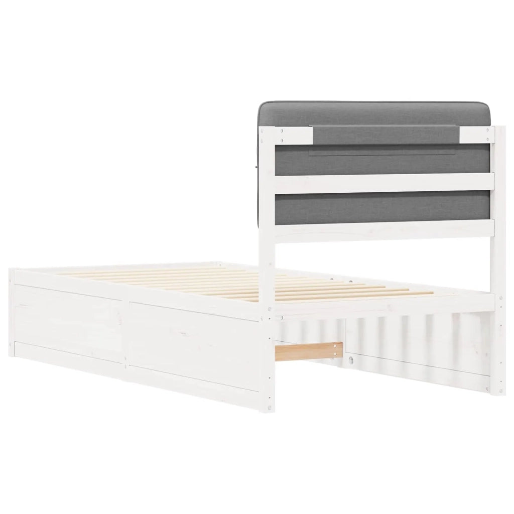 Letto con Testiera Rivestita-Struttura Letto con Testiera Grigio chiaro 90 x 190 cm 432276