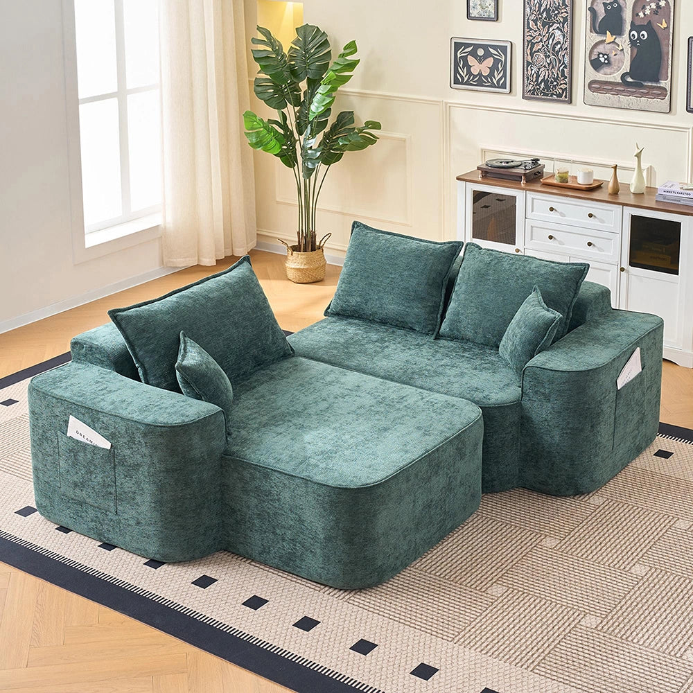 Divano angolare Cloud Couch - Xylo - 262 cm - Verde - Con poltrona reclinabile e seduta XXL