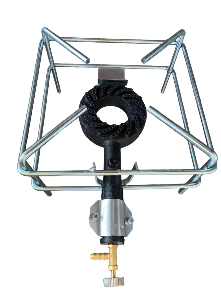 Fornellone a Gas GPL in Acciaio Cromato per Cucina, Campeggio, Giardino e Barbecue, Regolabile 40x40 cm