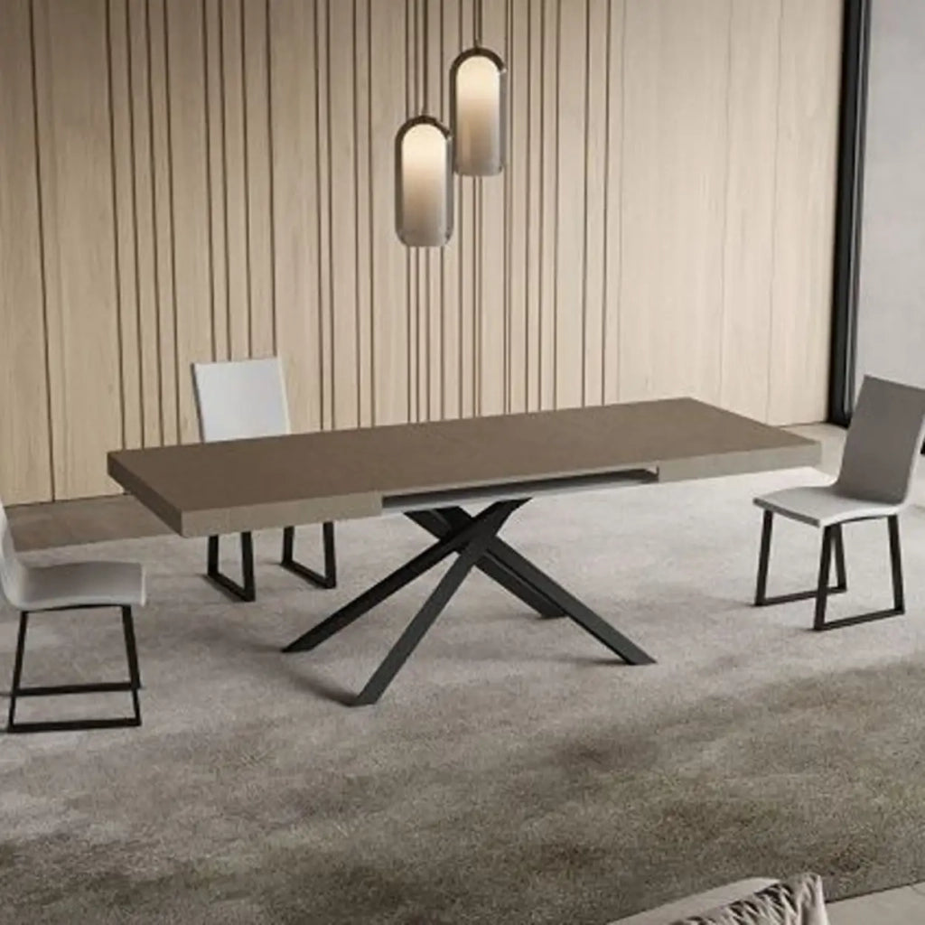 Tavolo allungabile 140/244x90 cm Niket tortora gambe antracite