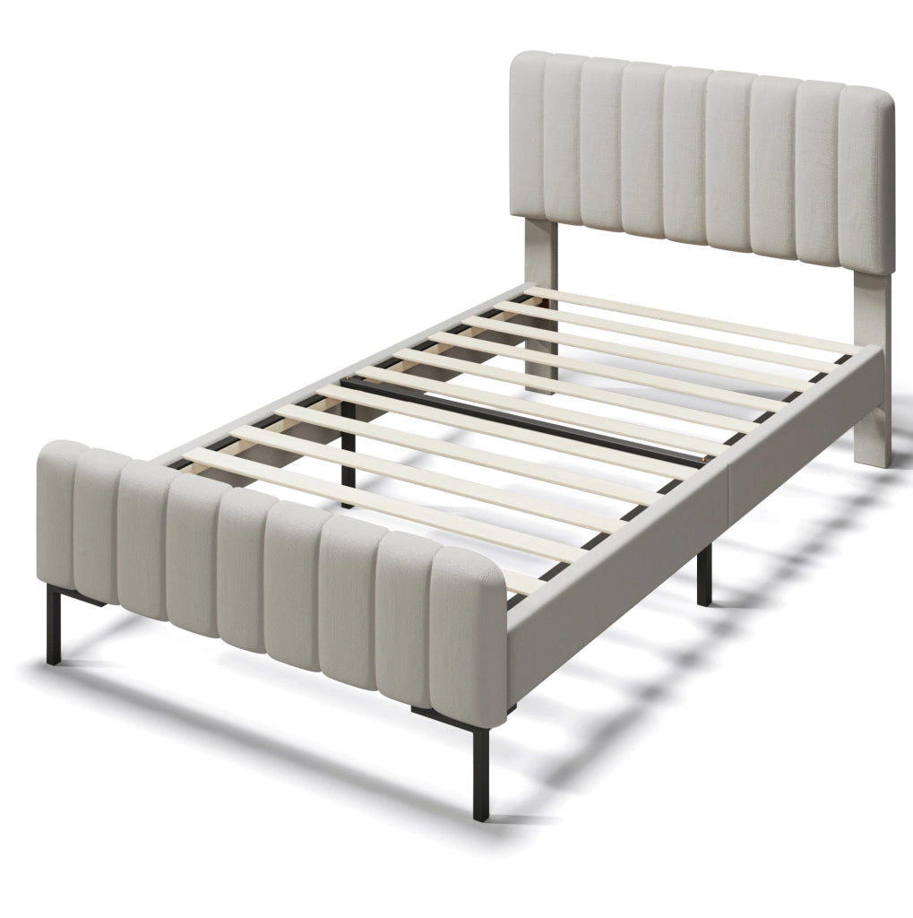 Letto imbottito 90x200 cm con testiera regolabile e rete a doghe