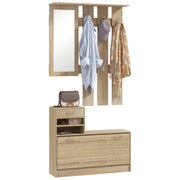 Mobile Appendiabiti con Scarpiera e Specchio ¨C Xylo ¨C Legno Quercia, 90x10x91 cm