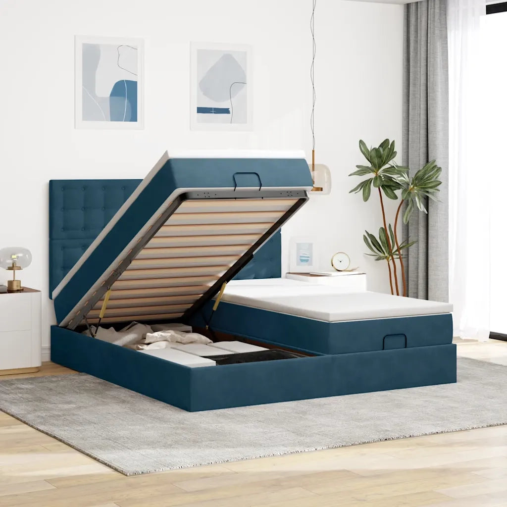 Struttura Letto Pouf con Materassi 160x200 cm Velluto 3314655