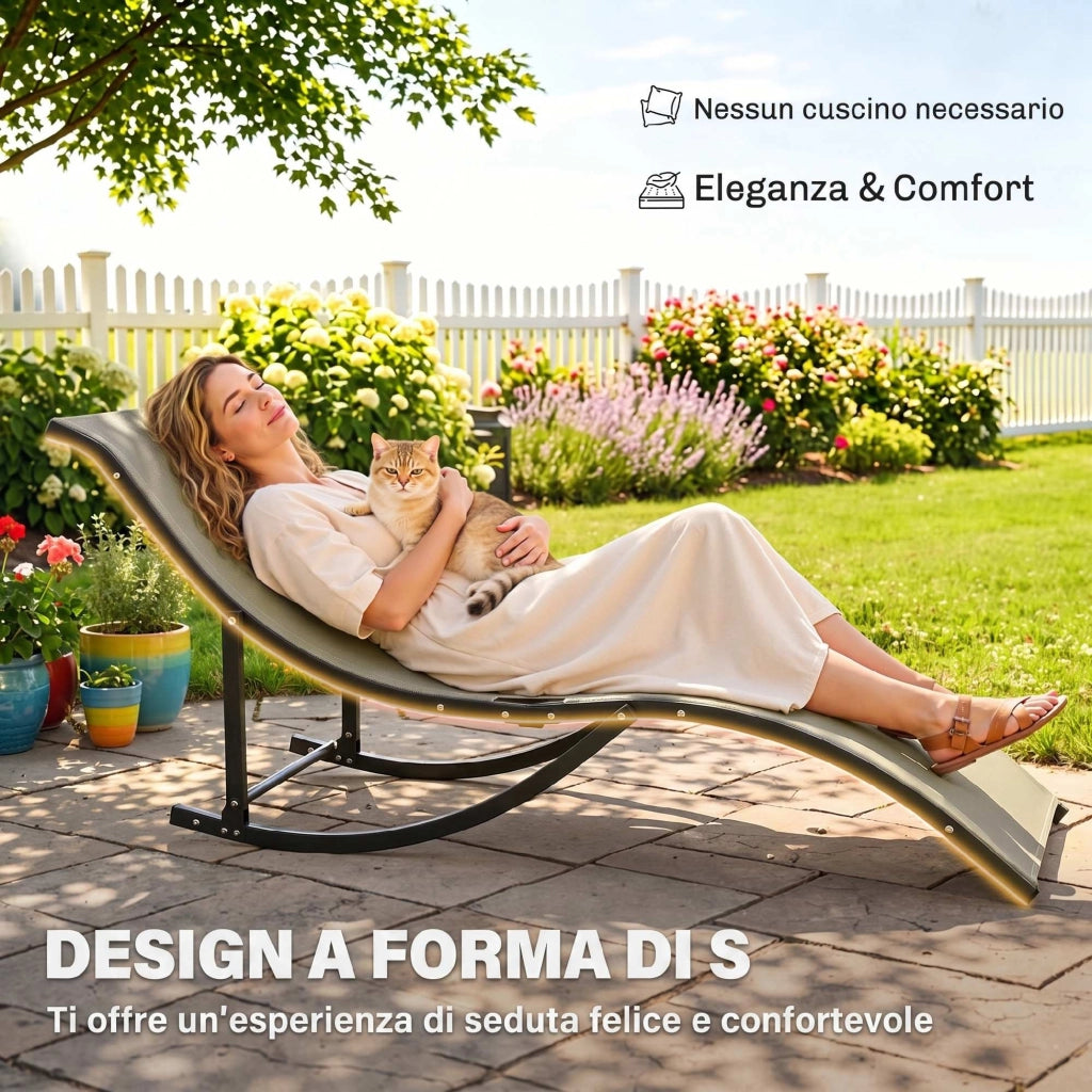 Sdraio Pieghevole da Giardino ¨C Xylo ¨C Alluminio e Textilene 61x165x63cm Set 2 Pezzi