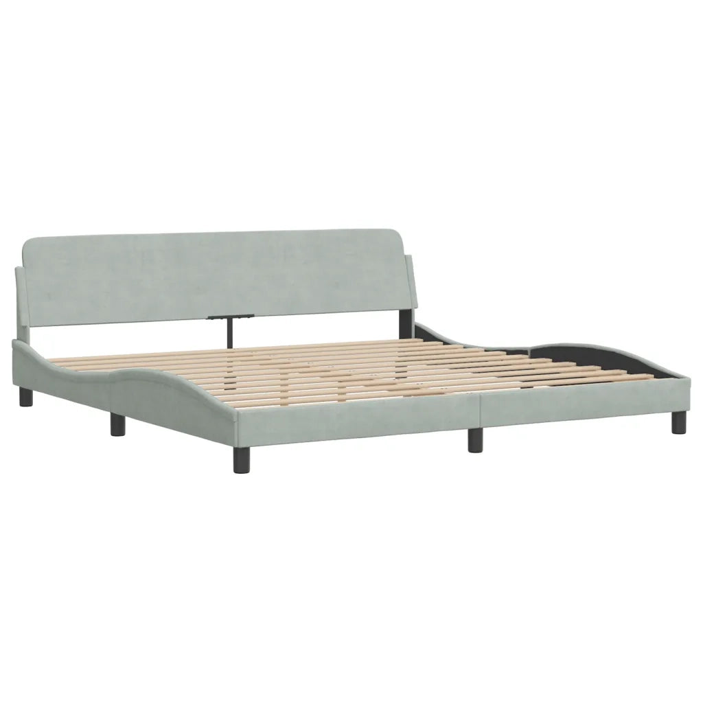 Letto con Materasso Dover Grigio Chiaro 200x200cm Velluto 3208471