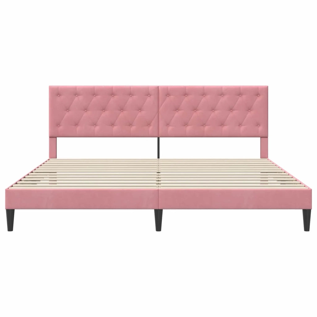 Struttura del letto con testiera-Giroletto Rosa 180 x 200 cm Velluto 196337