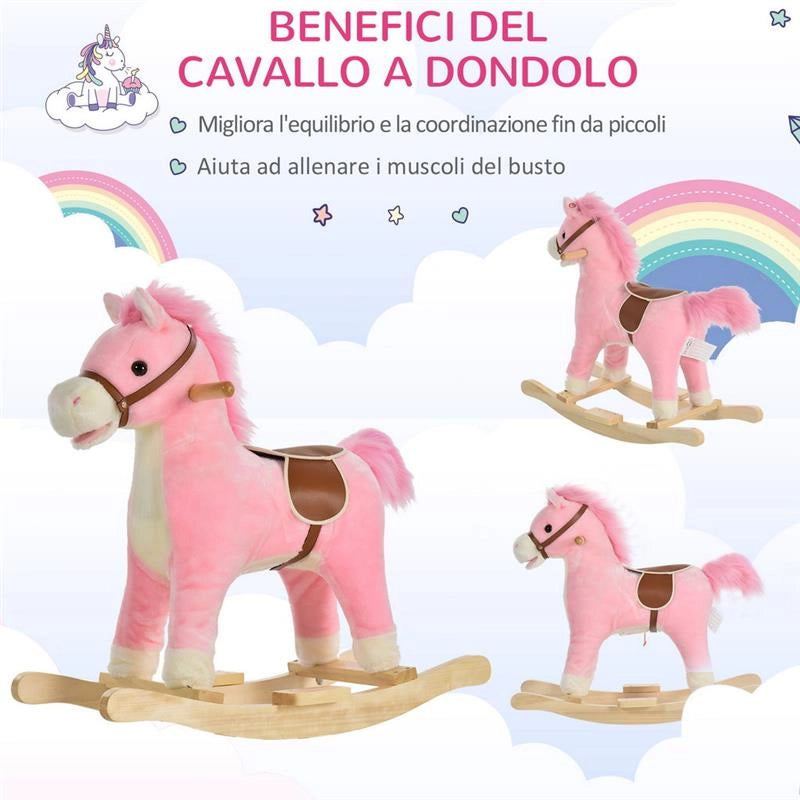 CAVALLO A DONDOLO PER BAMBINI 36-72 MESI ROSA