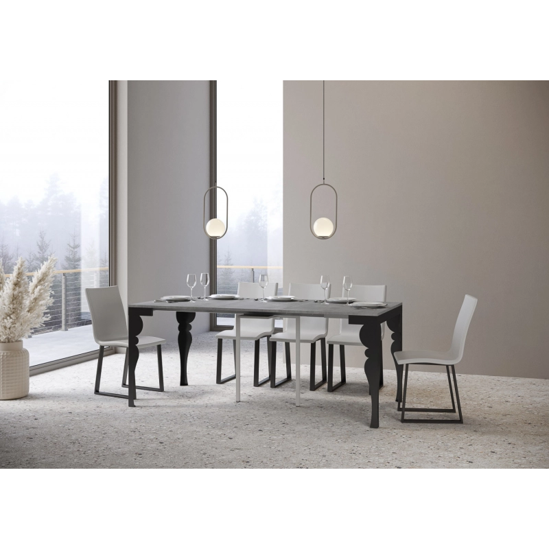 Consolle allungabile 90x40/196 cm Paxon Small Evolution telaio Antracite - Bianco Frassino
