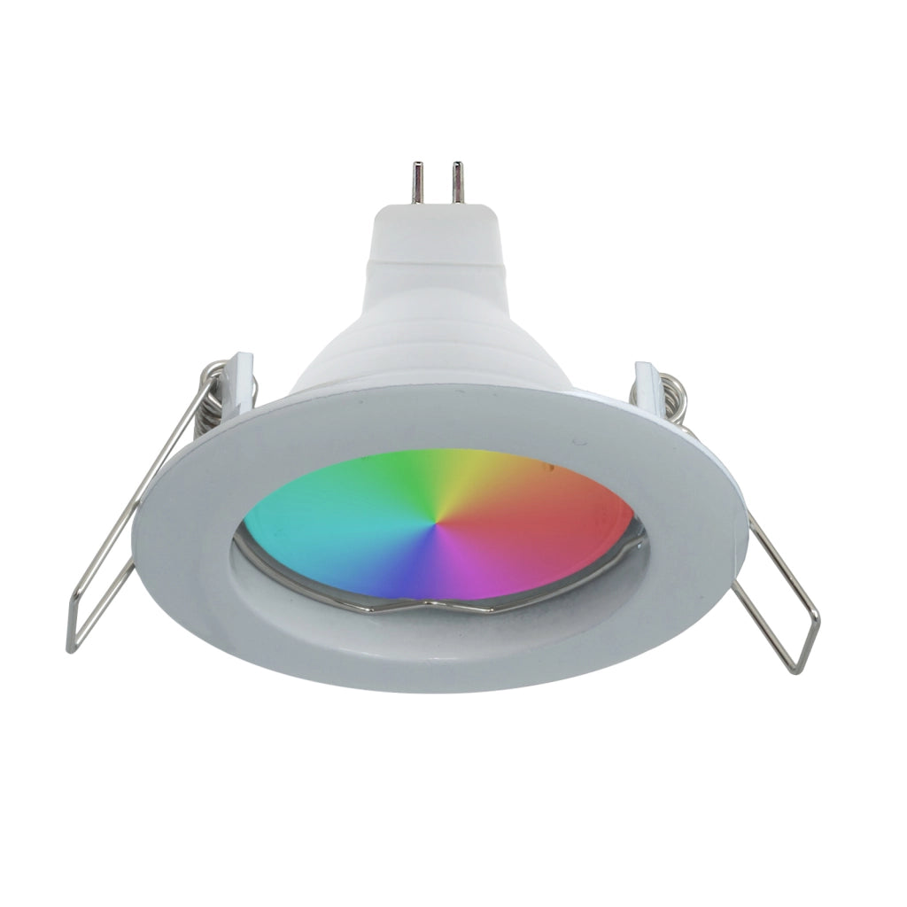 Faretto LED RGB 6W multicolore 12V incasso 6cm tondo bianco silver RGBW effetti luce colorata BIANCO-LUCE RGBW 6000K