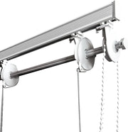 BASTONE BINARIO PER TENDA A PACCHETTO CON 4 CALATE A SGANCIO RAPIDO IN ALLUMINIO BIANCO LUNGHEZZA 140 CM Attacco Parete COMANDO A SINISTRA