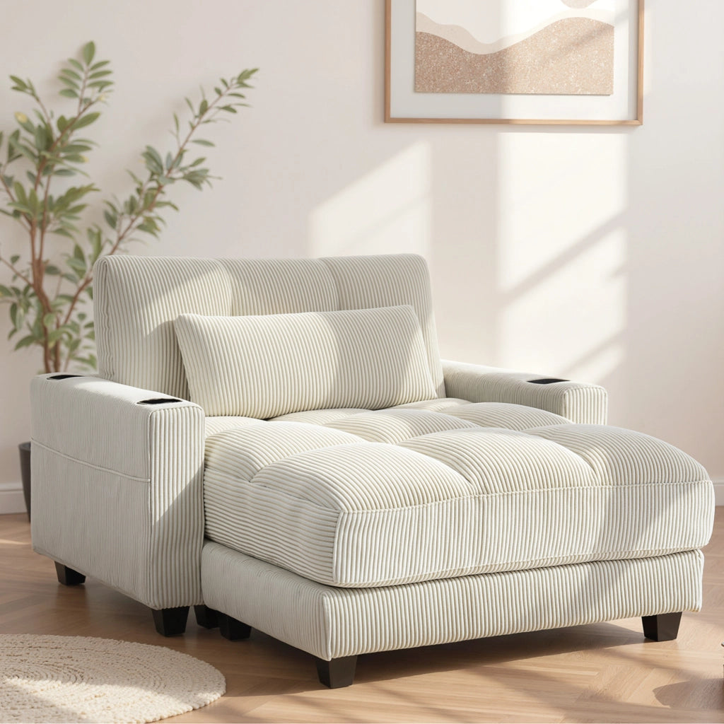 Divano letto con cuscini e portabicchieri - Xylo - crema bianco