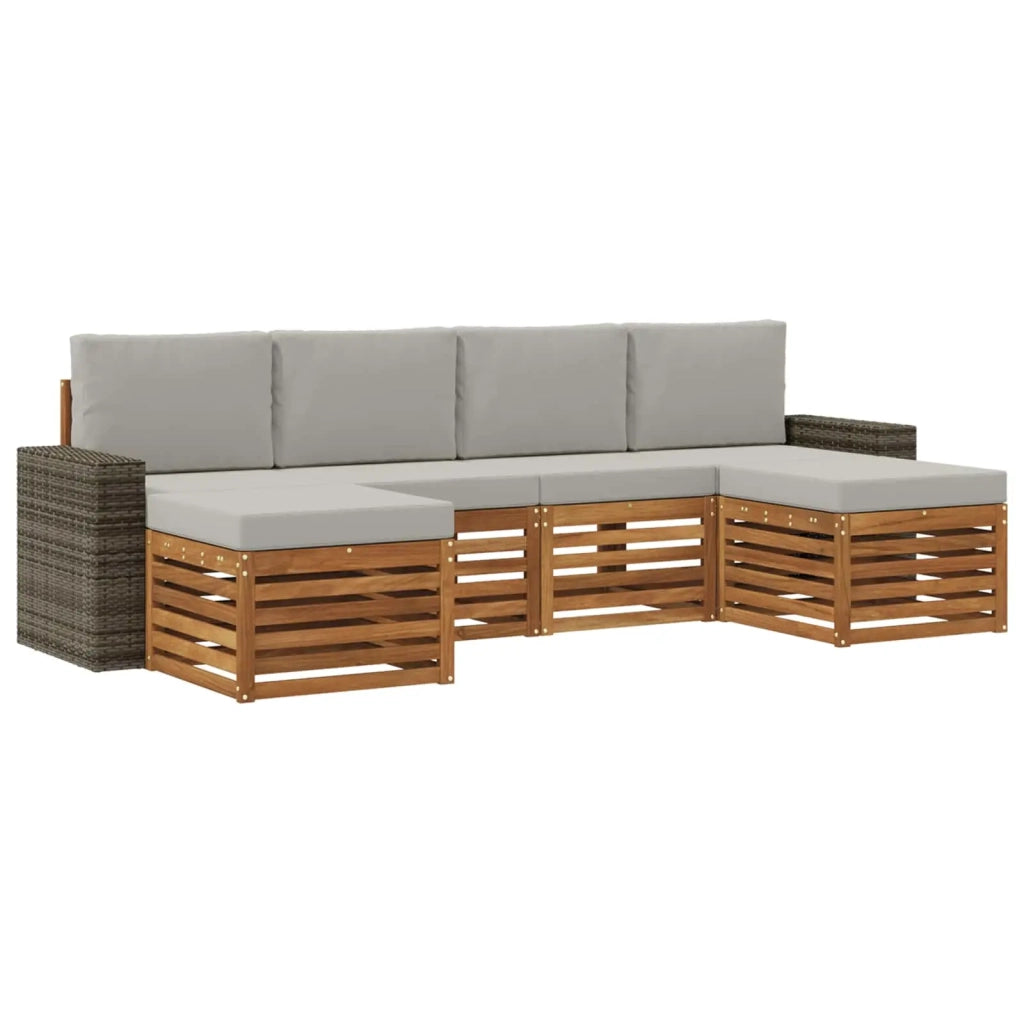 Set di divani da esterno 6 pz Naturale e Grigio Chiaro 3384697