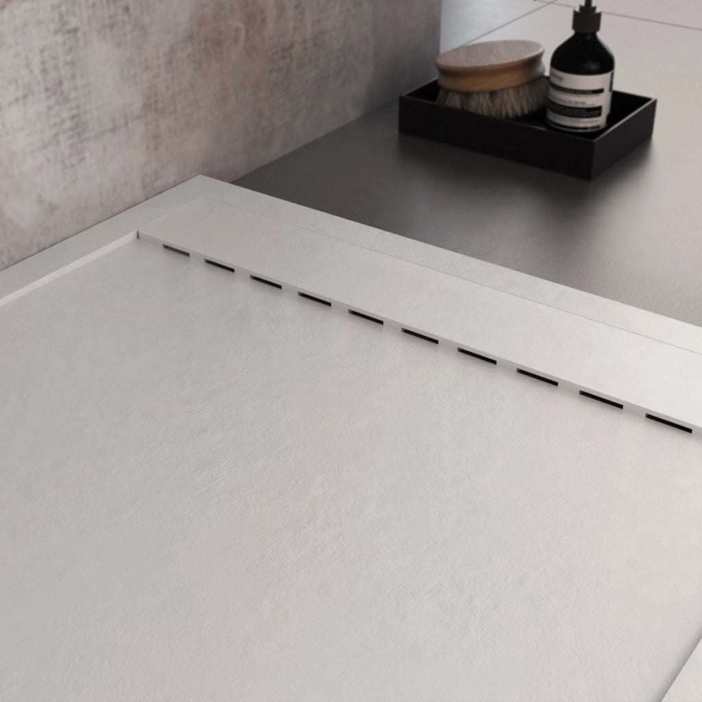 Piatto doccia in marmo resina bianco pietra cemento prestige, misura 90x110