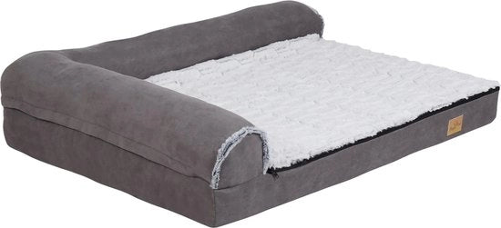 Mangialetto per cani – Mangialetto per cani rinforzato con schiuma a bassa densità, design a forma L, cuscino morbido e accogliente, copertura lavabile, lettino per cani comodo per cani, mangialetto lussuoso per cani grandi
