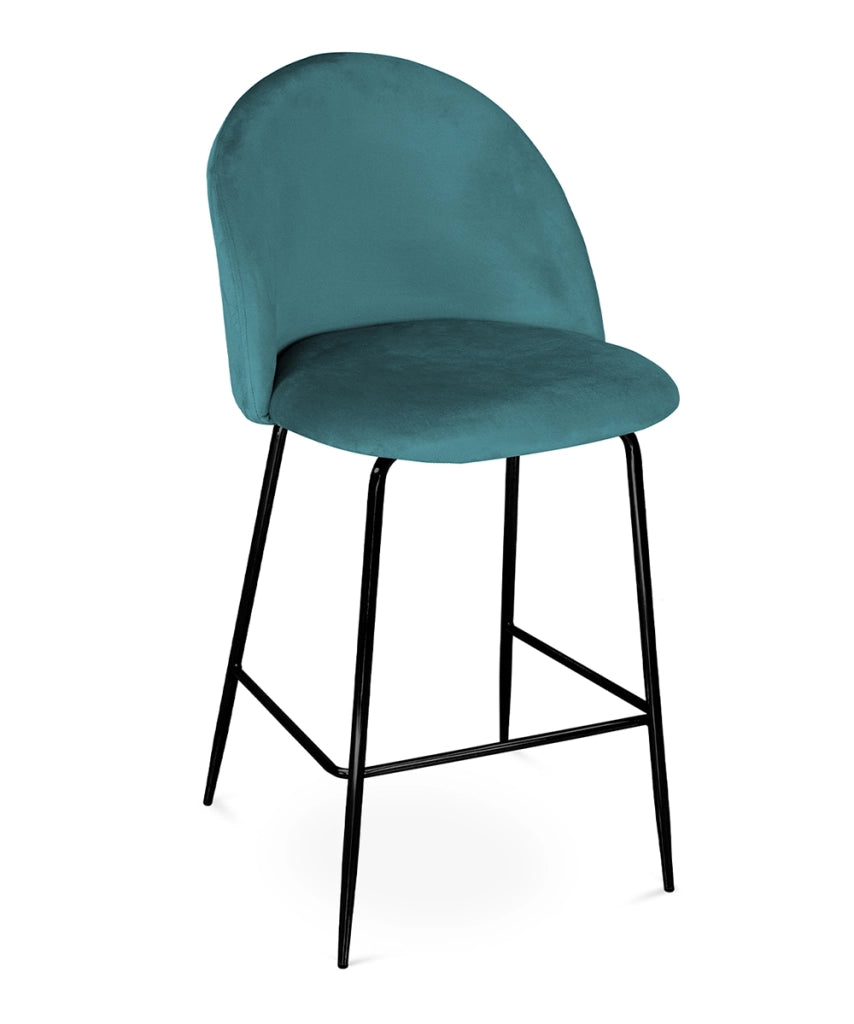 Sgabello cucina imbottito, sgabello alto in velluto verde petrolio piede nero – Nicole - SG26NIPN