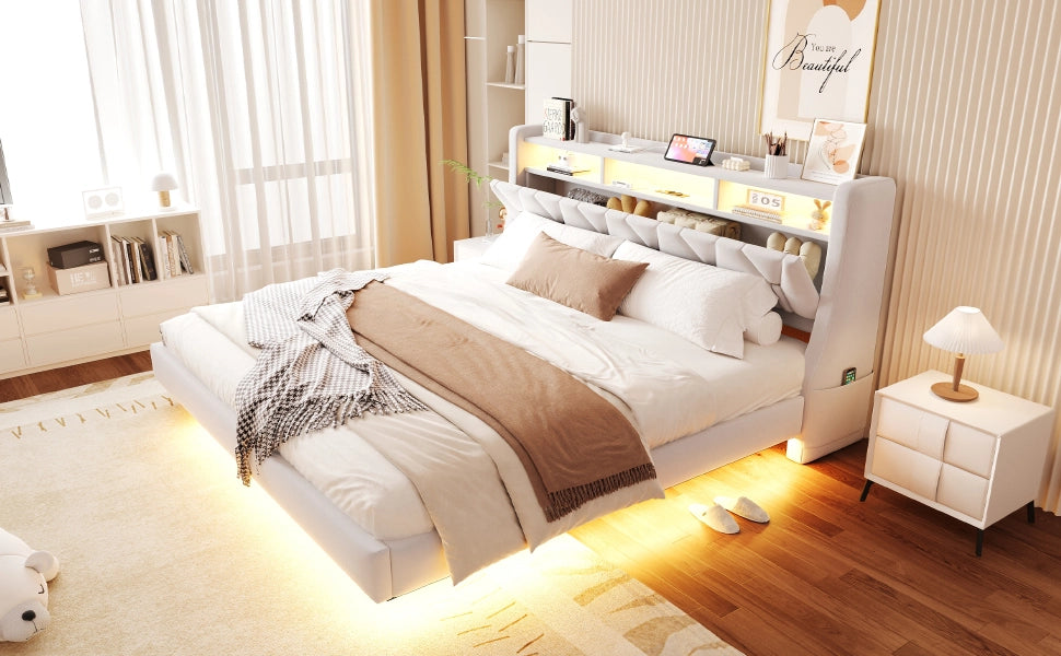 letto imbottito velluto beige 180 x 200 cm