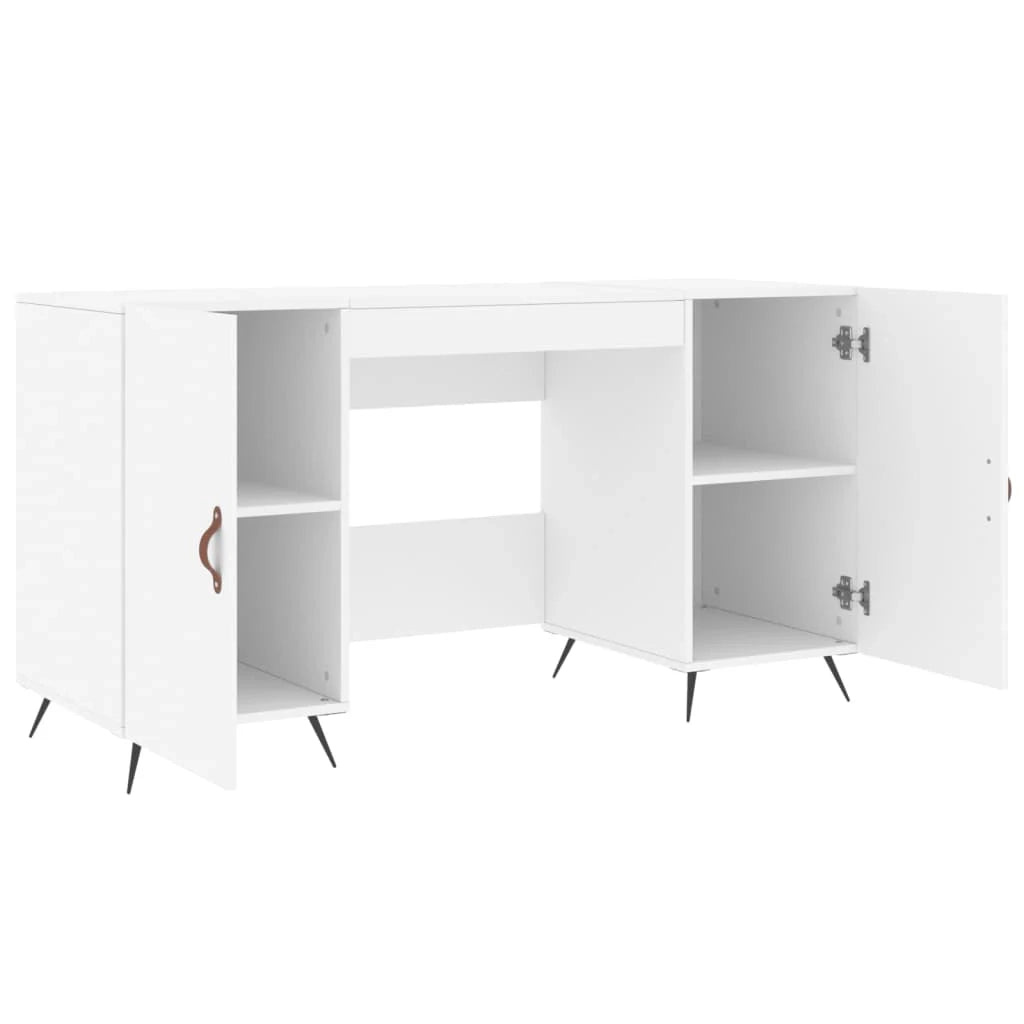 Scrivania tavolo postazione di lavoro mobile per computer studio 140 x 50 x 75 cm legno ingegnerizzato bianco 02_0023519