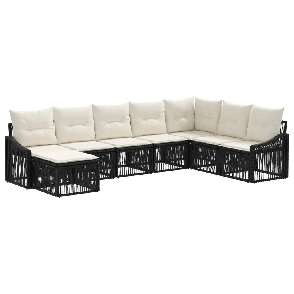 Set Divano da Giardino 8 pz Nero polyrattan 3436096