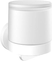 Dispensatore di sapone a forma rotonda - unico pulsante - fissaggio alla parete - 1 pezzo - materiale bianco opaco - resistente