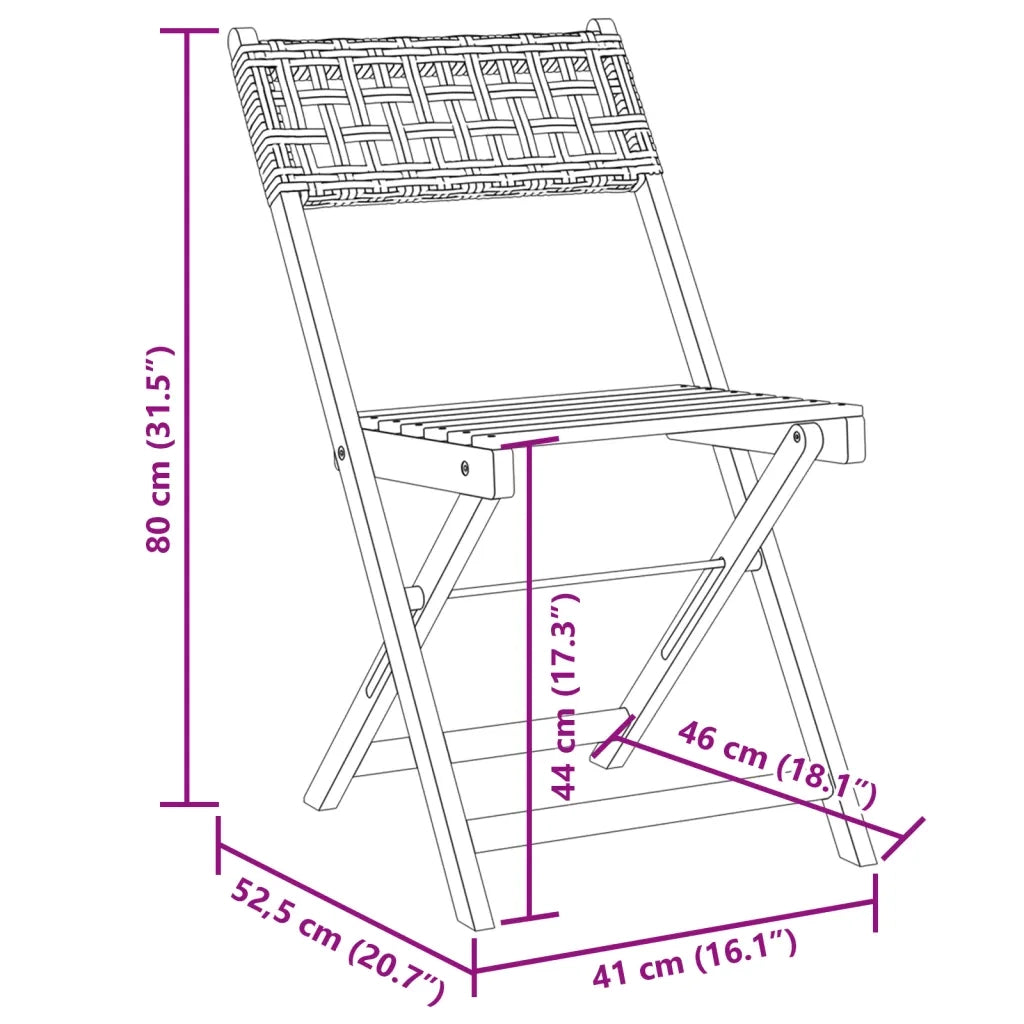 Sedie Giardino Pieghevoli 6 pz | Sedie da Esterno Grigie Polyrattan Legno Massello