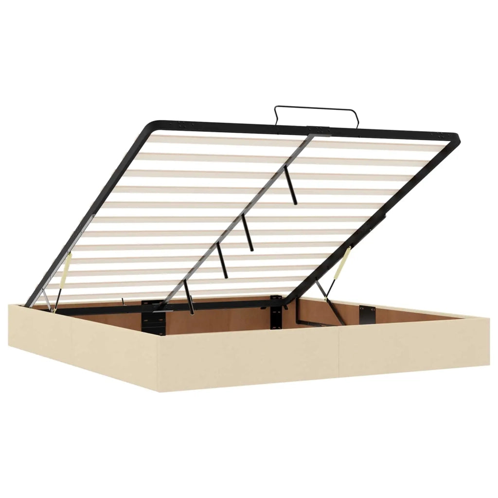 Letto Ottomano con Materasso e LED Crema 200 x 200 cm Tessuto 3457021