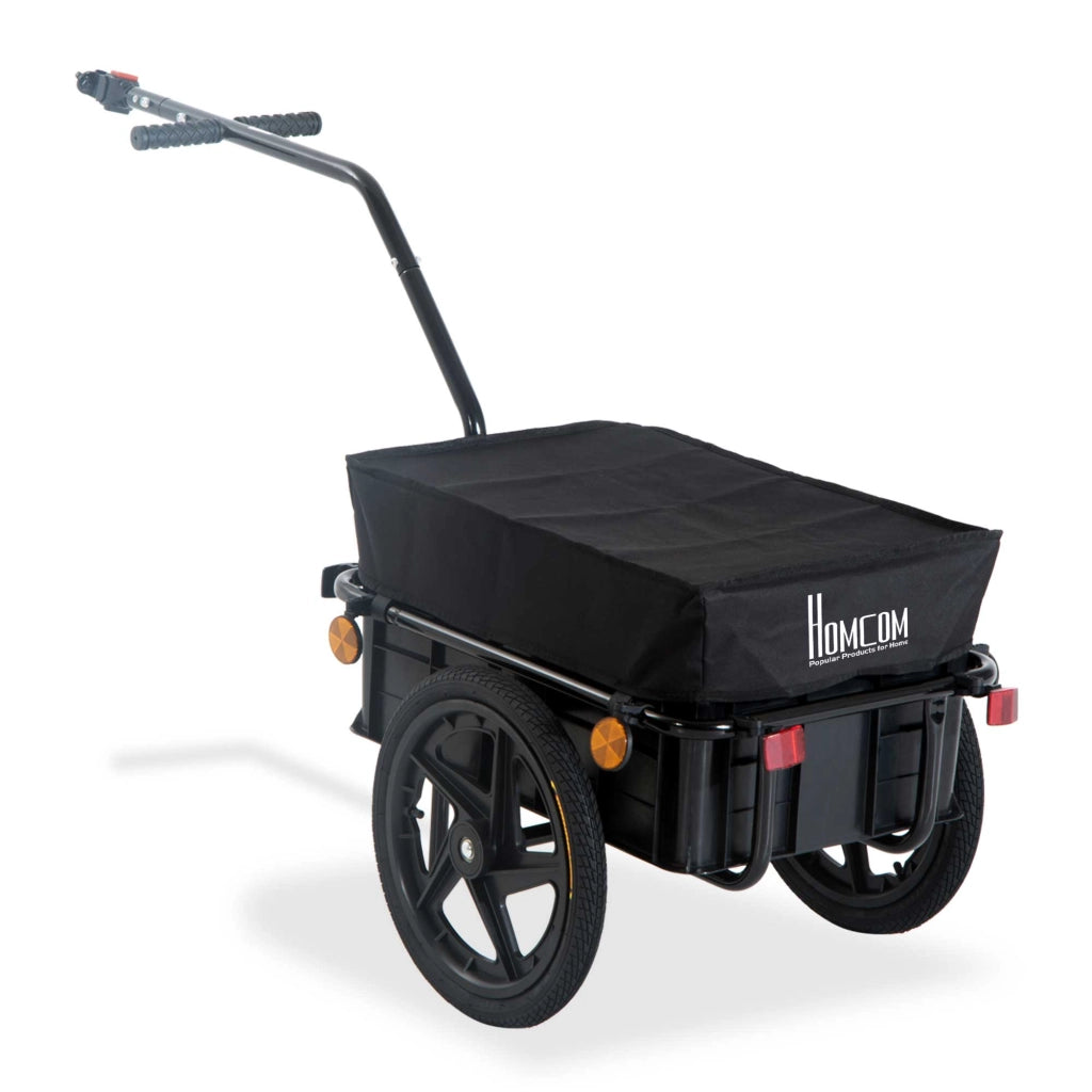 Rimorchio per Bicicletta ¨C Xylo ¨C Tessuto Oxford Nero con Riflettori, Struttura in Acciaio 144x59x80cm, 40kg