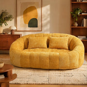 Sacco pouf divano a due posti in ciniglia gialla 150x95x63 cm; con schiuma memory