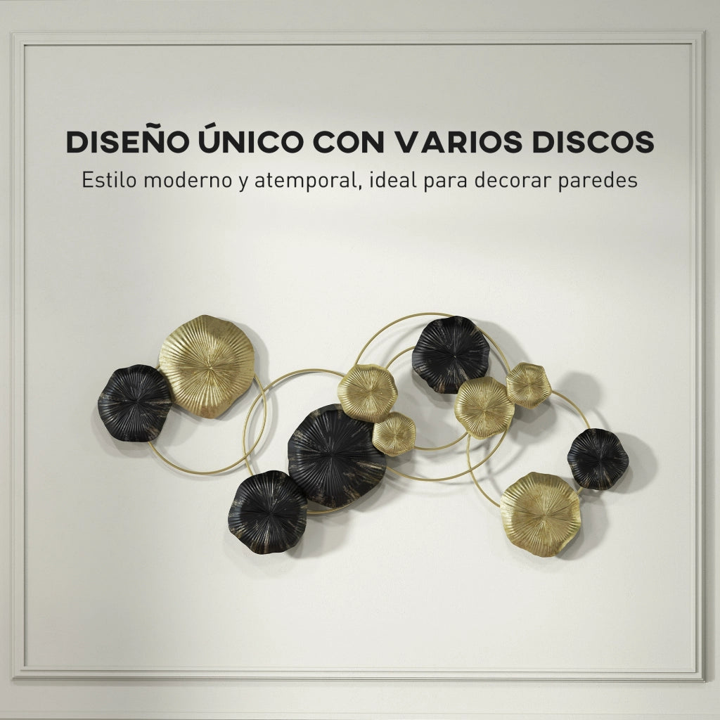 Scultura a Parete Foglia di Loto ¨C Minimal ¨C Dorato e Nero 84x35 cm