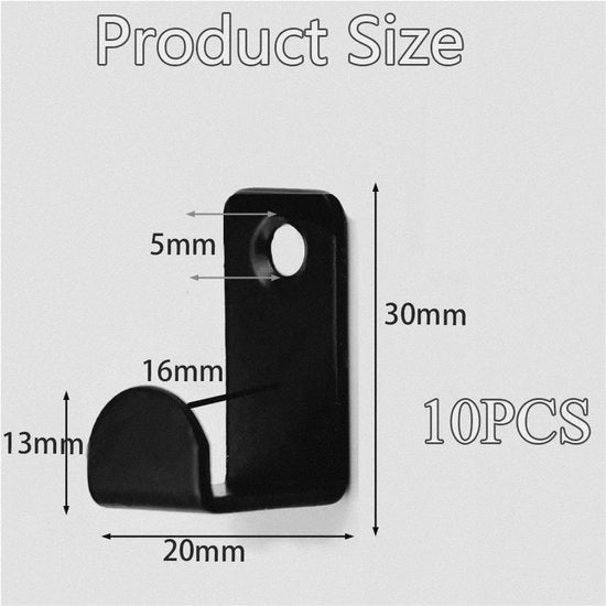 Haken per abbigliamento in metallo nero - set da 10 - multifunzionale
