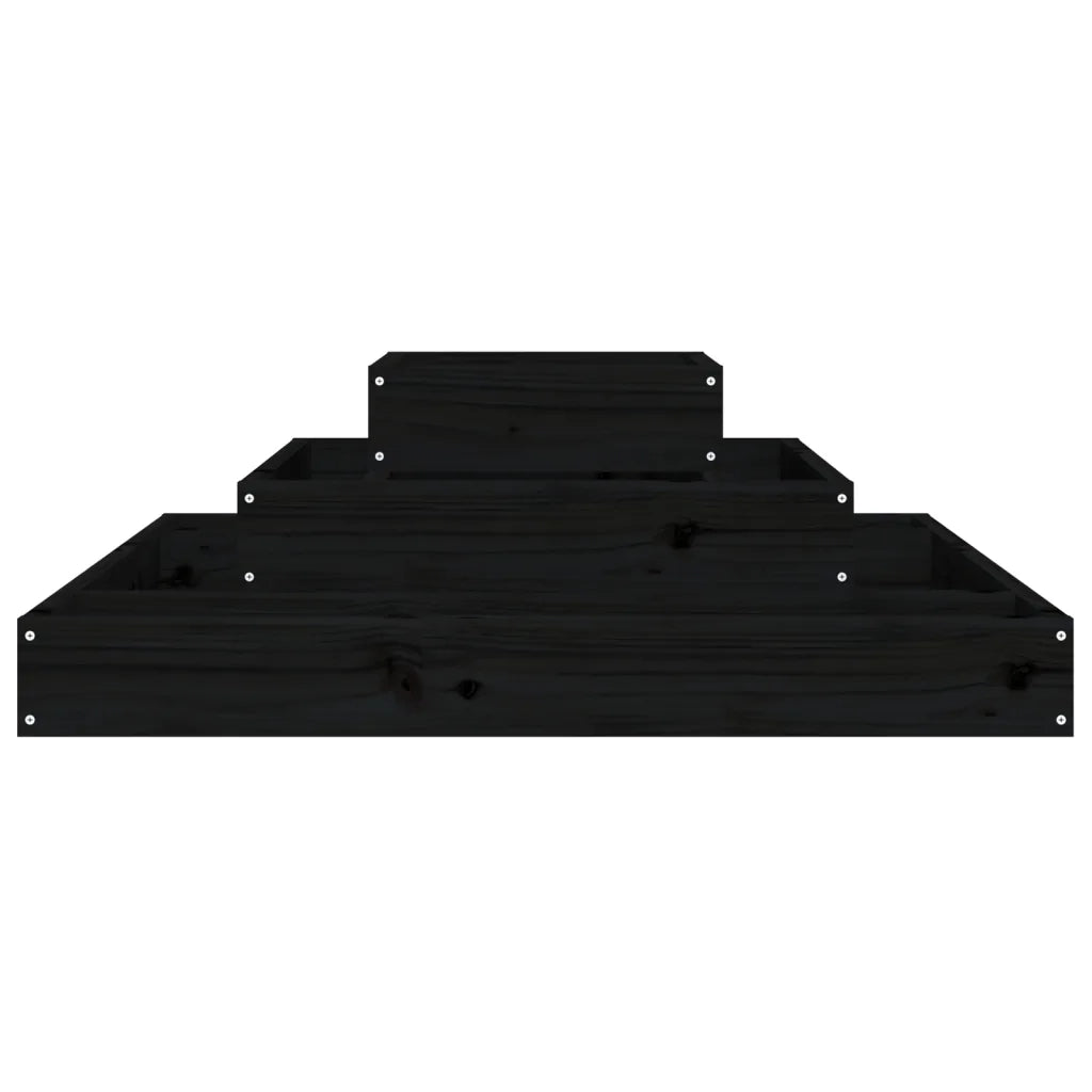 Fioriera Nera 80x80x27 cm in Legno Massello di Pino 823868