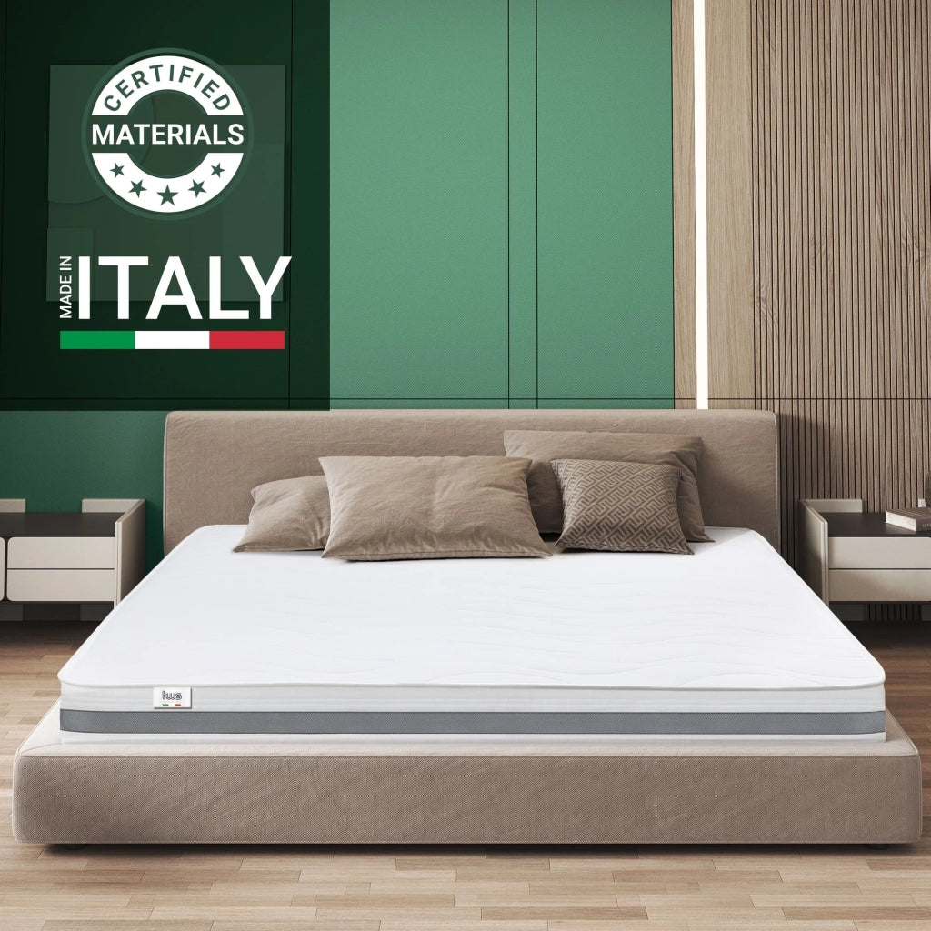 Materasso Matrimoniale 190x220 cm in Memory Antibatterico | Altezza 16 cm | Rivestimento 3D Air in Fibra Ipoallergenica | Materasso Ortopedico a 7 Zone Differenziate Termosensibili