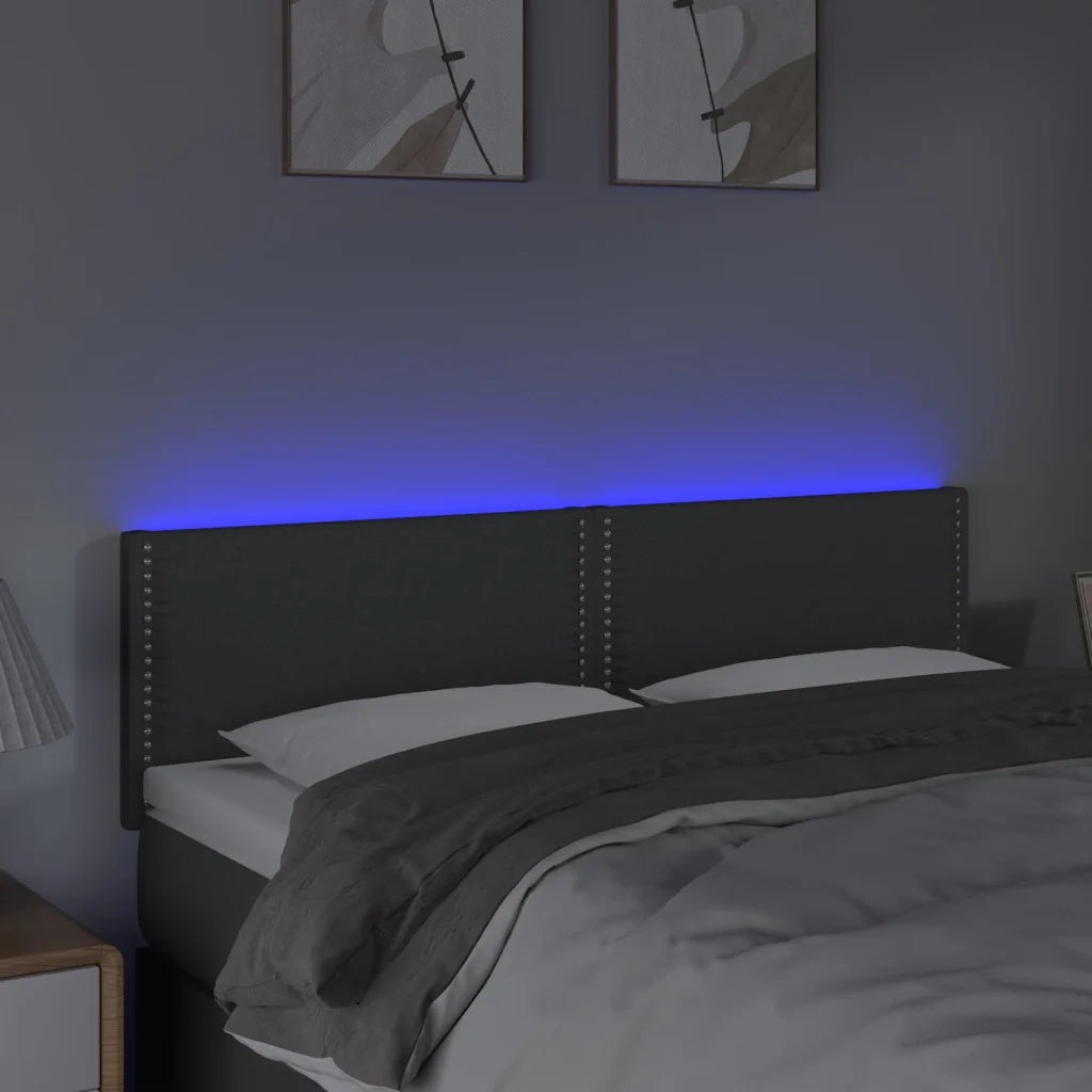 Testiera | Testata a LED Grigio Scuro 144x5x78/88 cm in Tessuto