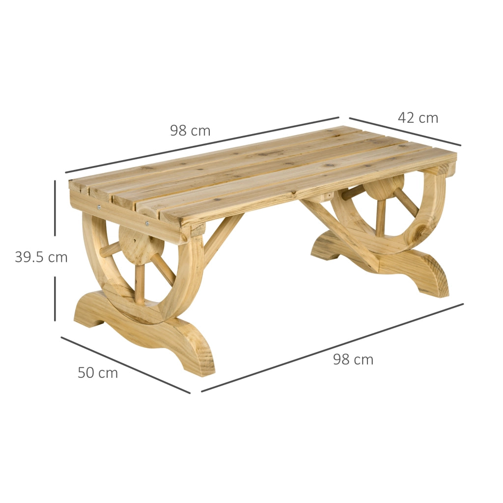 Panchina da Giardino 2 Posti Legno Massello ¨C Xylo ¨C Gambe Ruota Carro 98x50x39.5cm