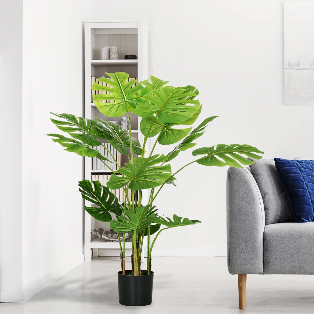 Pianta Artificiale Monstera Deliciosa ¨C Xylo ¨C con Vaso, Altezza 120 cm, Verde