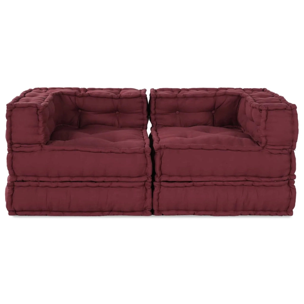 Divano modulare 2 pcs Bordeaux 140 x 70 x 56 cm Tessuto 3315071